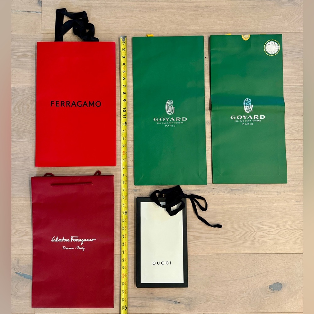 Lot of 5 Shopping Bags — Goyard / Gucci / Ferragamo